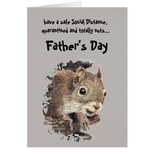 Blank Social Distancing Father's Day Cute Squirrel Cards (Front)