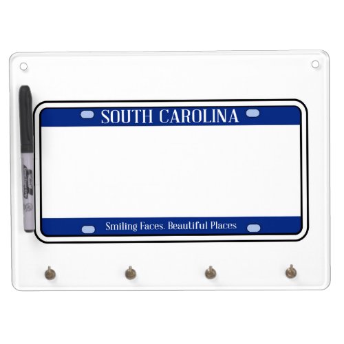Blank South Carolina State License Plate Dry Erase Board With Keychain Holder