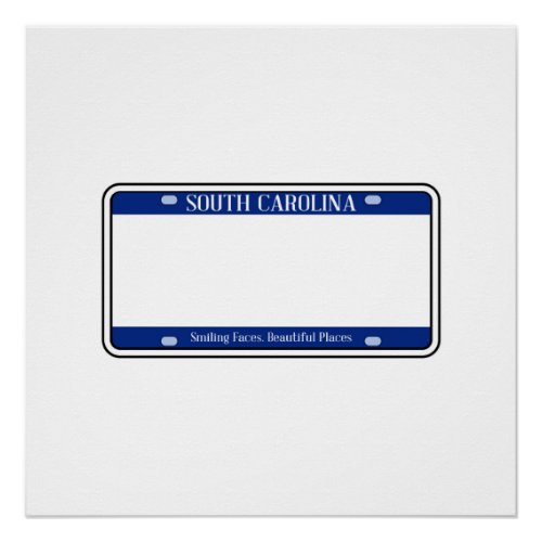 Blank South Carolina State License Plate Poster