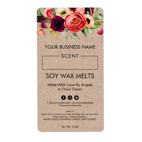 Blank Soy Wax Melt Labels With Writing Space