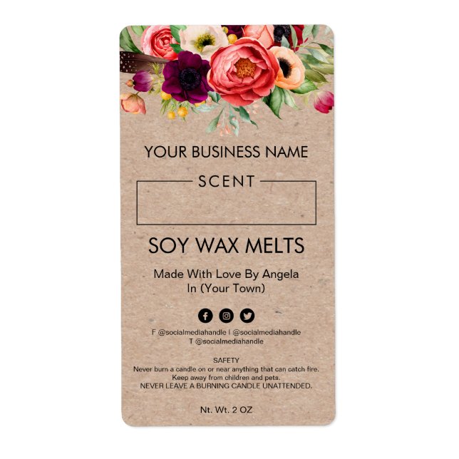 Blank Soy Wax Melt Labels With Writing Space (Front)