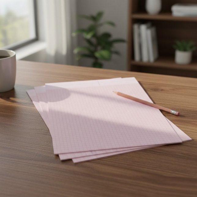 Blank Squared Aesthetic Pink Graph Paper Sheets  (loose leaf grid paper sheets, art and design graph paper)