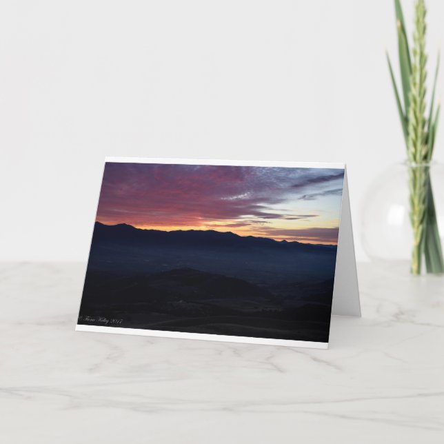 Blank Sunset over the Mountains Greeting Card (Front)