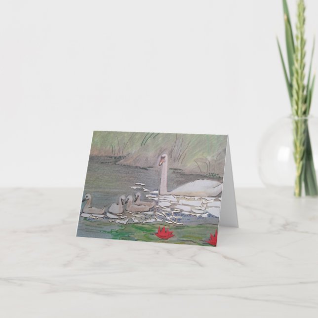 Blank  Swan Greetings Card (Front)