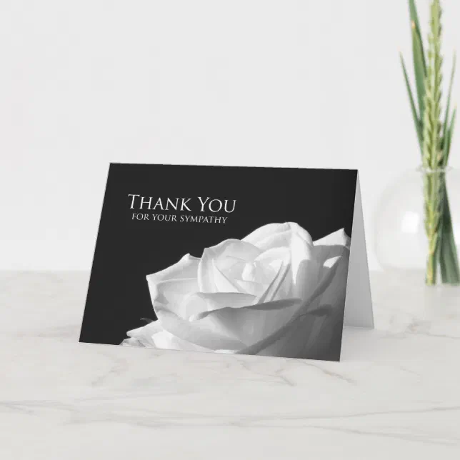 Blank Sympathy Thank You Card -- White Rose | Zazzle