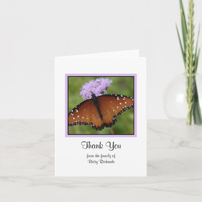 Blank Sympathy Thank You Note Card - Butterfly (Front)