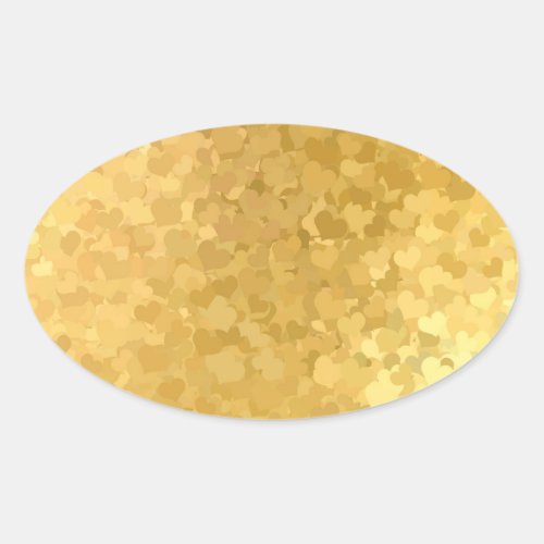 Blank Template Add Your Text Gold Hearts Elegant Oval Sticker