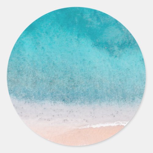 Blank Template Beach Sand Blue Sea Seaside Classic Round Sticker