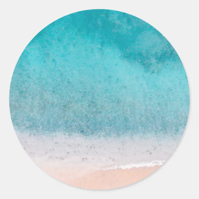 Blank Template Beach Sand Blue Sea Seaside Classic Round Sticker | Zazzle