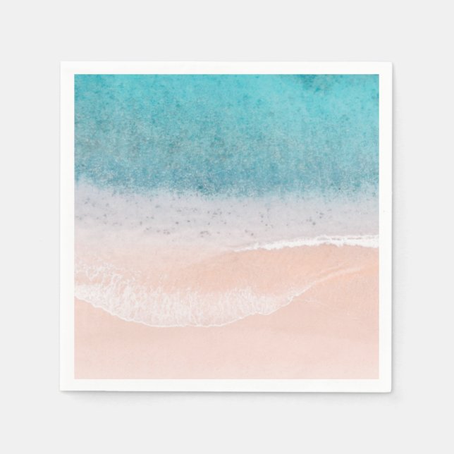Blank Template Beach Sand Blue Sea Seaside Custom Napkins (Front)