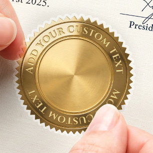 Blank Template Certificate Custom 3D Foil Gold Sticker
