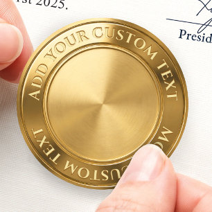 Blank Template Custom Certificate 3D Foil Gold Classic Round Sticker