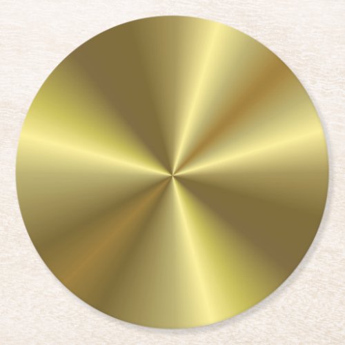 Blank Template Faux Gold Metallic Look Elegant Round Paper Coaster