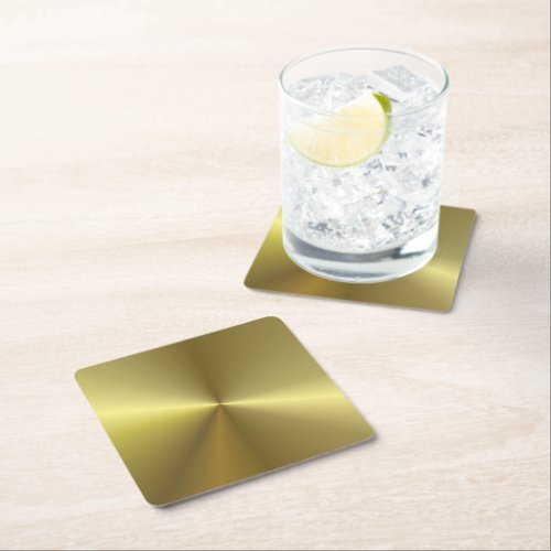Blank Template Faux Gold Metallic Look Elegant Square Paper Coaster