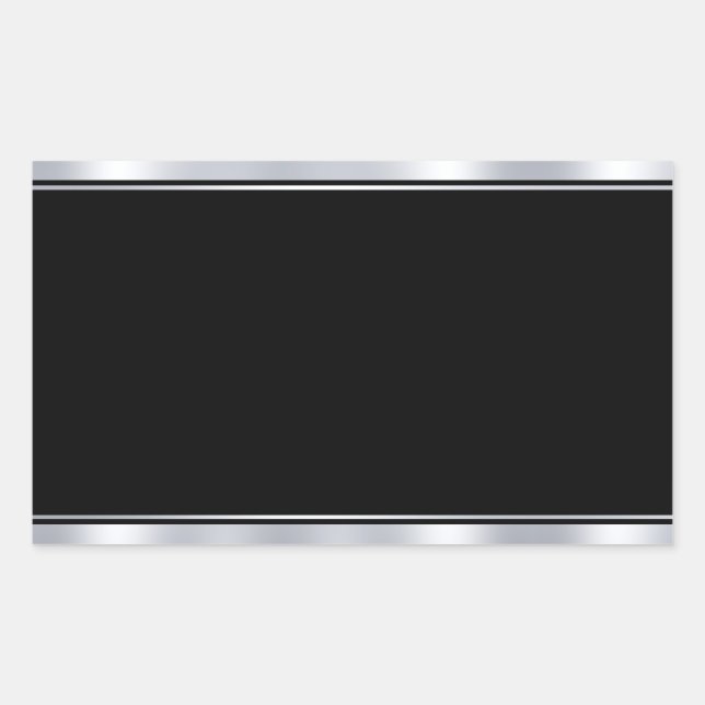Blank Template Faux Silver Black Add Your Text Rectangular Sticker (Front)