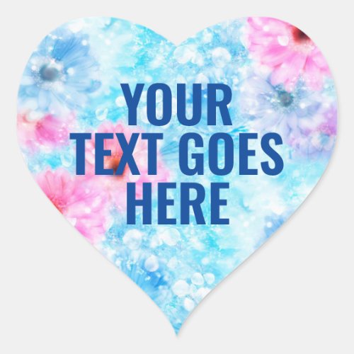 Blank Template Floral Heart Add Your Text Heart Sticker