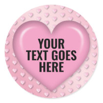 Blank Template Pink Heart Add Your Text Classic Round Sticker
