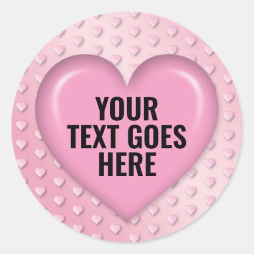 Blank Template Pink Heart Add Your Text Classic Round Sticker