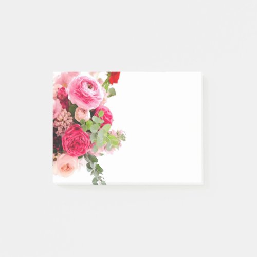 Blank Template Watercolor Floral Roses Flowers Post_it Notes