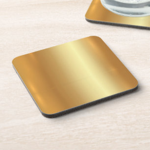 Blank Template Your Custom Text QR Code Gold Logo Beverage Coaster