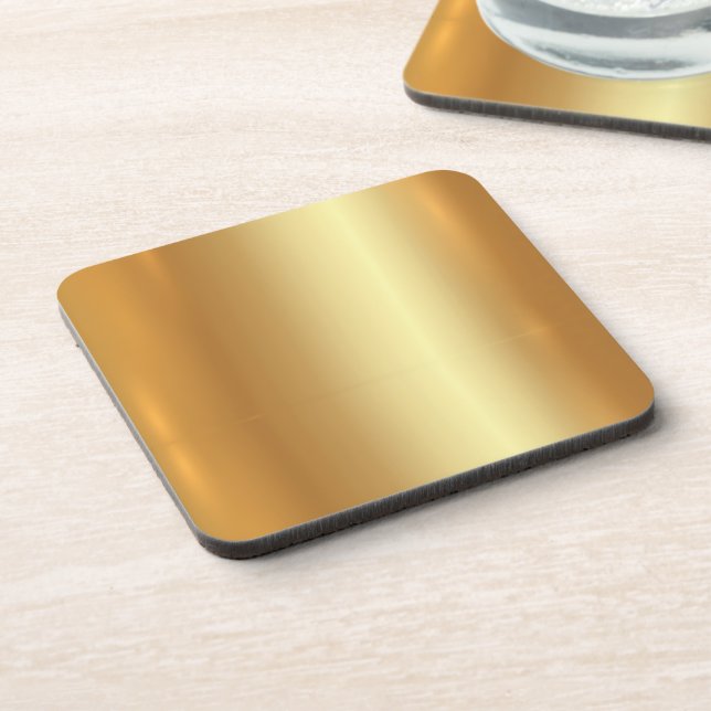 Blank Template Your Custom Text QR Code Gold Logo Beverage Coaster (Left Side)