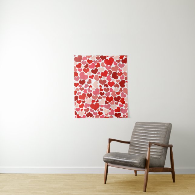 Blank Templates Red Hearts Love Pattern Tapestry (In Situ)