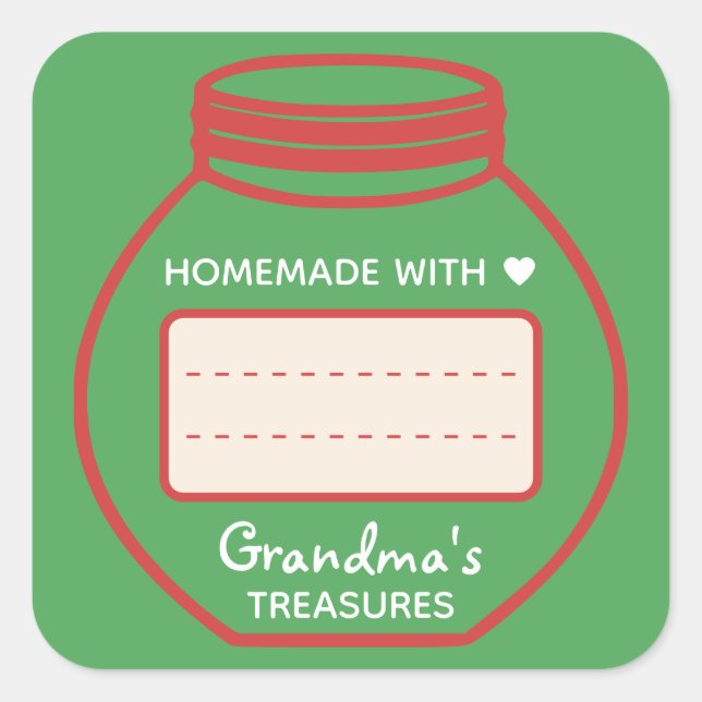 Blank Text Box Green Red Jam Jar Lid Labels Cute (Front)