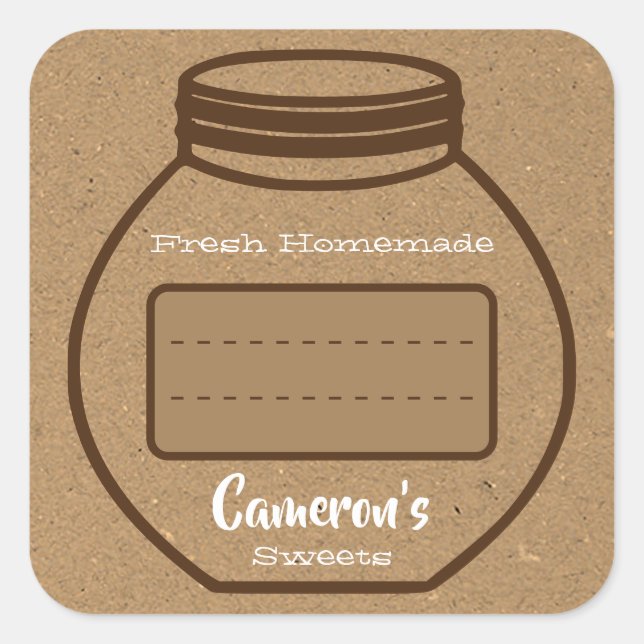 Blank Text Box Kraft Paper Brown Jam Jar Labels (Front)