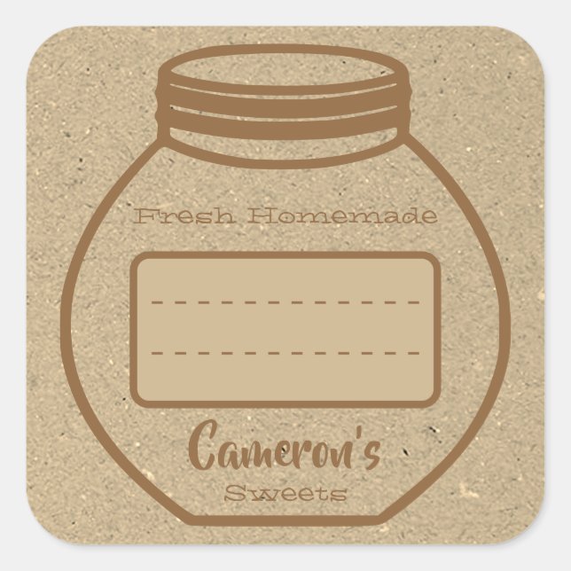 Blank Textbox Kraft Paper Brown Jam Jar Labels (Front)