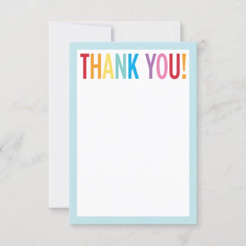 BLANK THANK YOU colorful rainbow letters blue