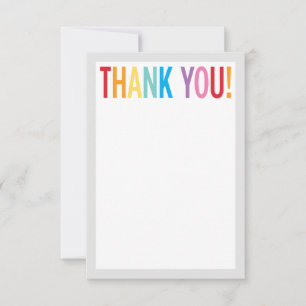BLANK THANK YOU colorful rainbow letters gray