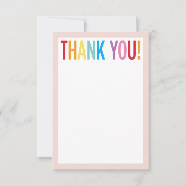 BLANK THANK YOU colorful rainbow letters pink (Front)