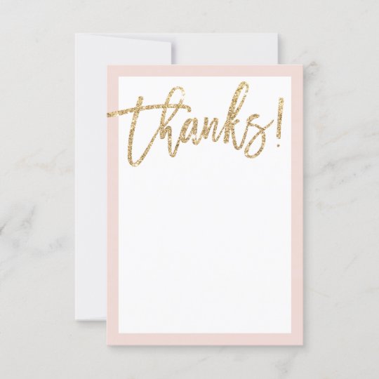 BLANK THANK YOU gold glitter script blush pink | Zazzle.com