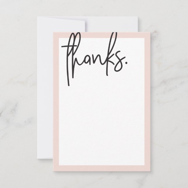 BLANK THANK YOU modern lettered black blush pink (Front)