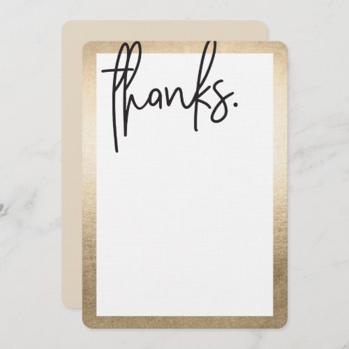 BLANK THANK YOU modern lettered black faux gold