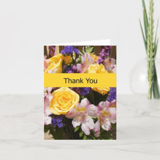 Blank Thank You Note Card - Bright Flowers