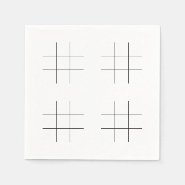 Blank Tic Tac Toe Grids Party Table Fun Game  Napkins (Front)
