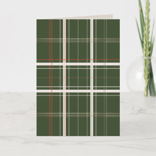 Blank Traditional Plaid Cozy Cabin Green Christmas Holiday Card