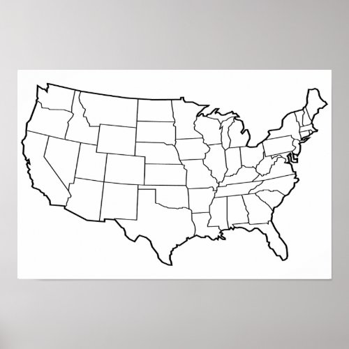 Blank US Map Poster