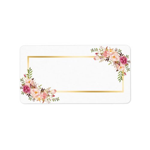 Blank Version_ Elegant Chic Gold White Pink Floral Label