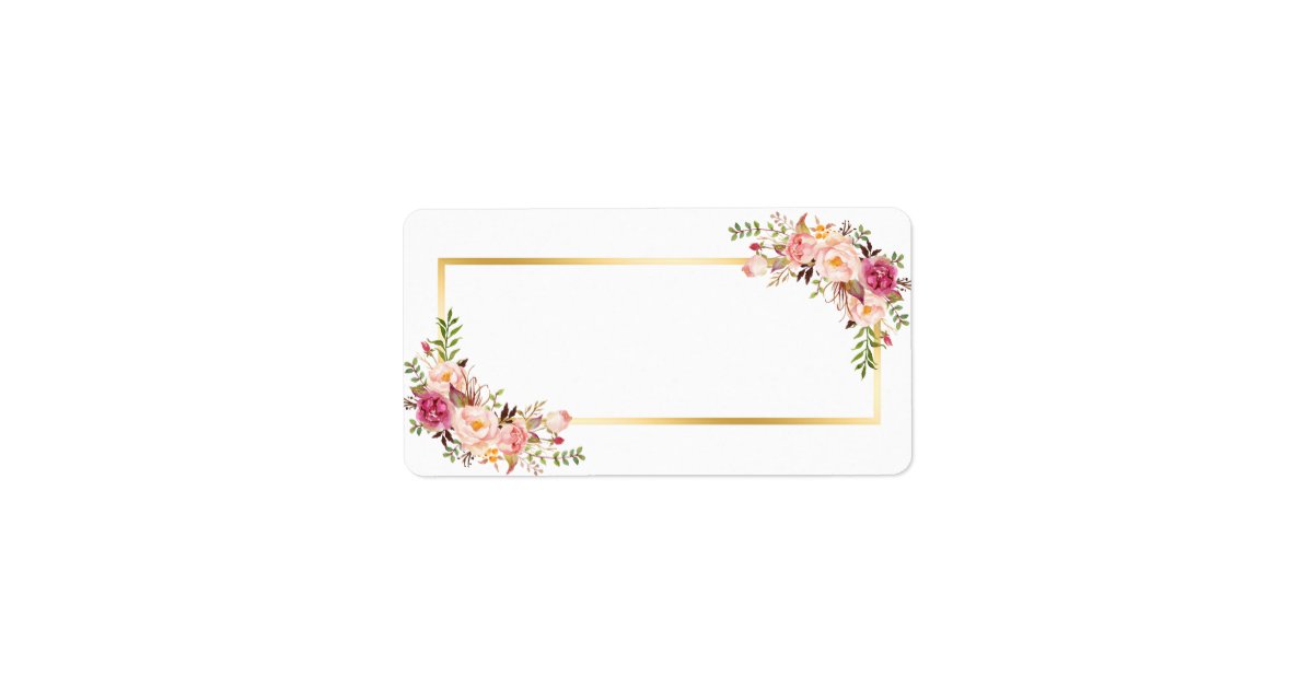 Blank Version- Elegant Chic Gold White Pink Floral Label | Zazzle