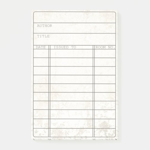 Blank Vintage Library Book Card Notes
