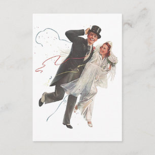 Blank Vintage Wedding Bliss Groom Bride RSVP Card