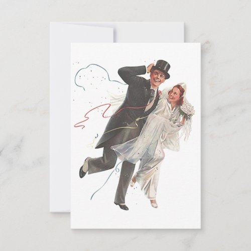 Blank Vintage Wedding Bliss Groom Bride RSVP Card