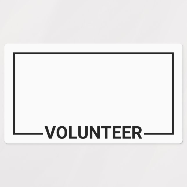 Blank Volunteer Name Badge Labels (Design 1)
