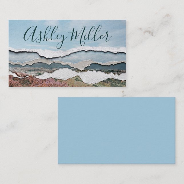 Blank Watercolor and Torn Paper Business Card (Front/Back)