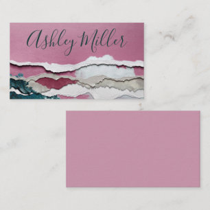 Blank Watercolor and Torn Paper Business Card