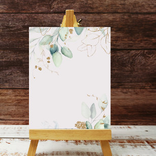 Blank Watercolor greenery gold background poster