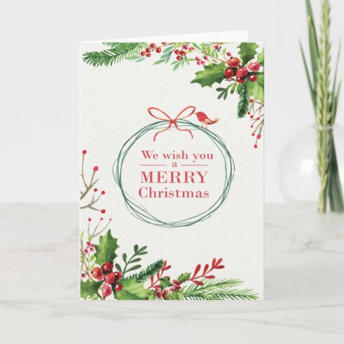 Blank We Wish You a Merry Christmas Card Holiday Card