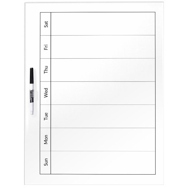 Blank Weekly Calendar Large Dry Erase Boards (Front)